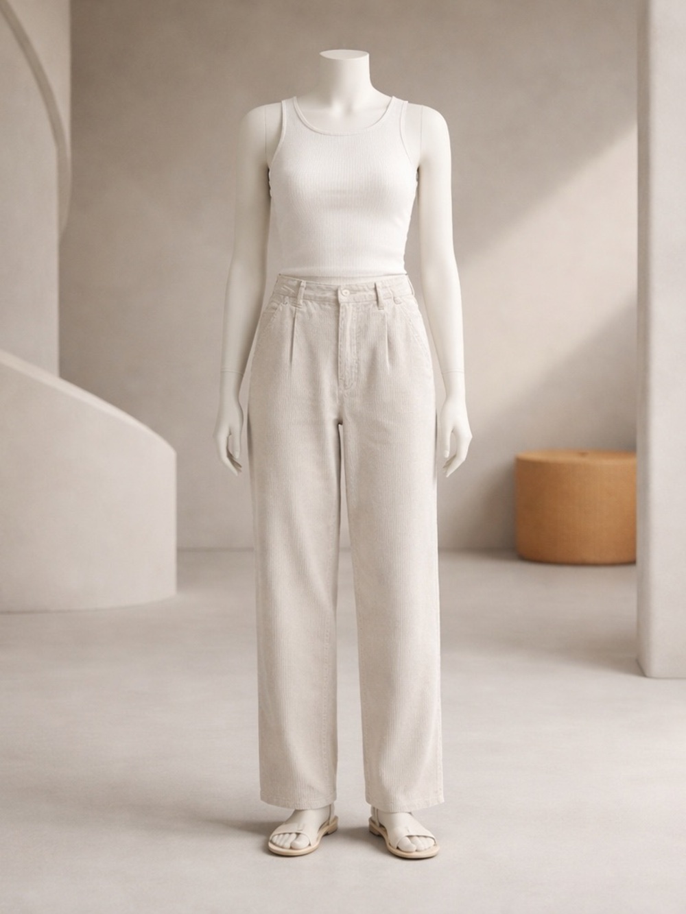 Vintage 80's Kikomo Lifestyle Corduroy Trousers Pants Beige Womens Size 9/10